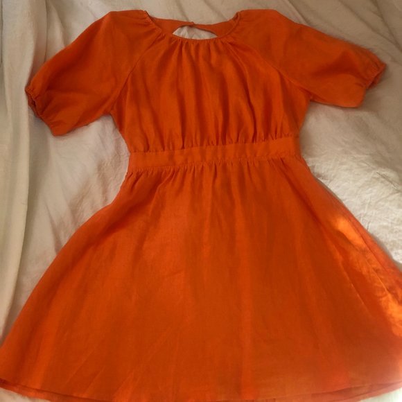 Reformation Backless "Irwin Linen Dress" in Citrus (Orange) - size 10 WORN ONCE - Picture 5 of 7